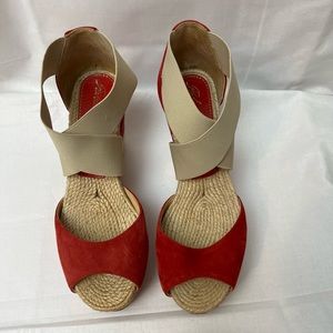 Paloma Barcelo Red Duede Wedge Espadrilles